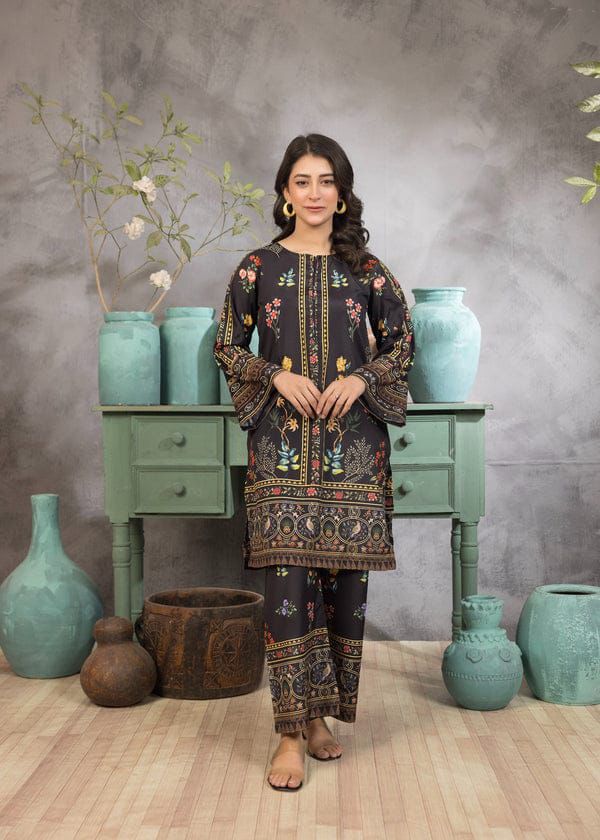 Black Multicolor Ethnic Printed 2-Piece Suit
