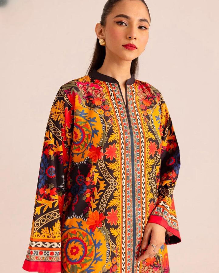 Black & Multicolor Festive Printed 2-Piece Suit