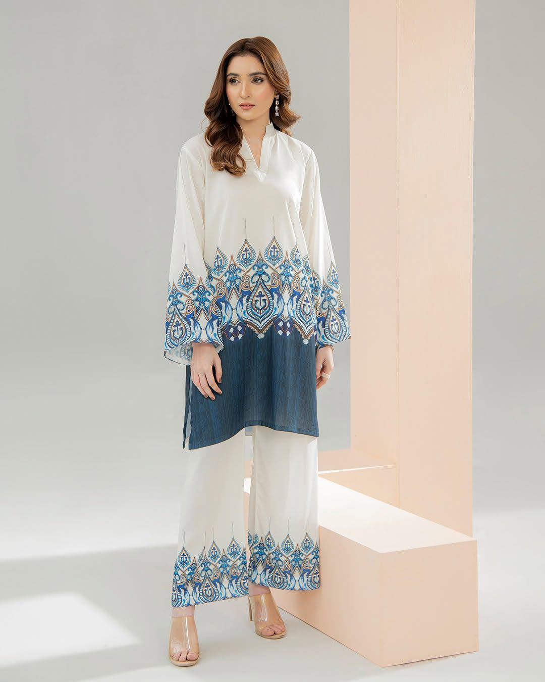 Blue Ombre Printed 2-Piece Suit
