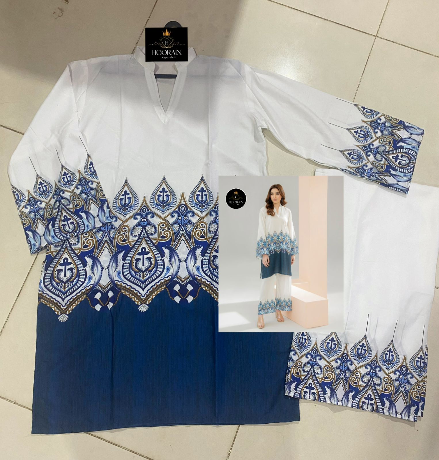 Blue Ombre Printed 2-Piece Suit