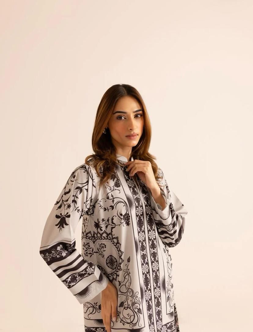 Monochrome Black & White Printed 2-Piece Su