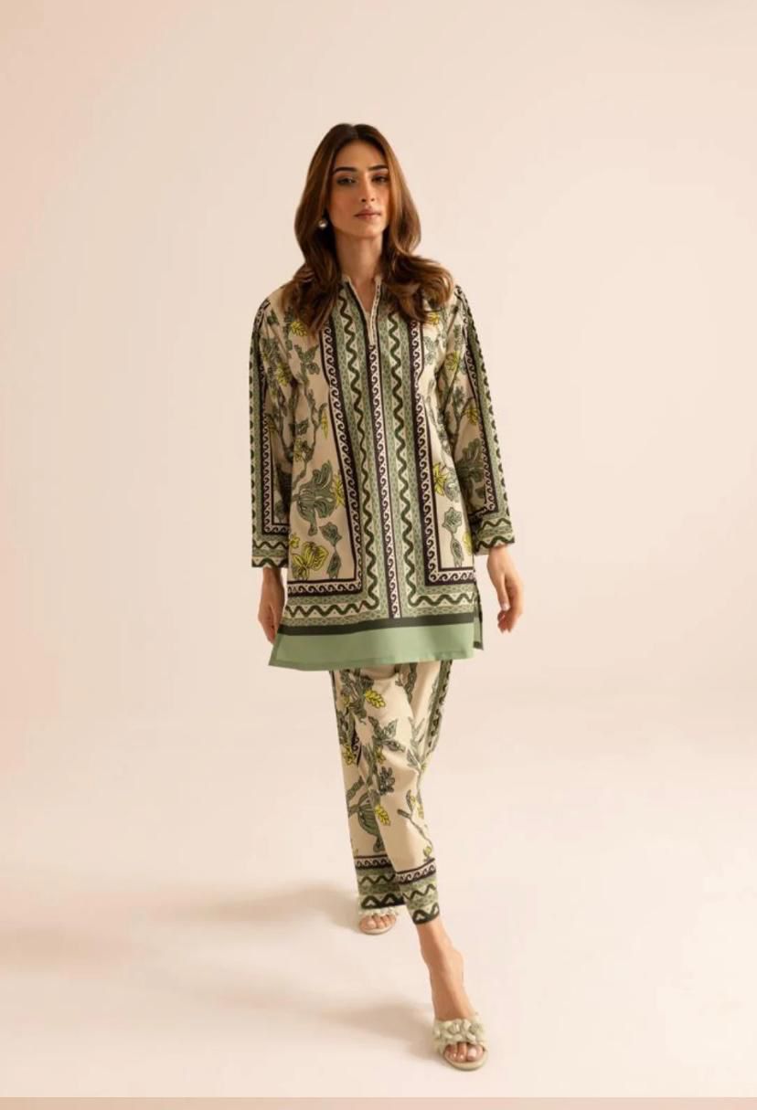 Green Botanical Printed 2-Piece Suit