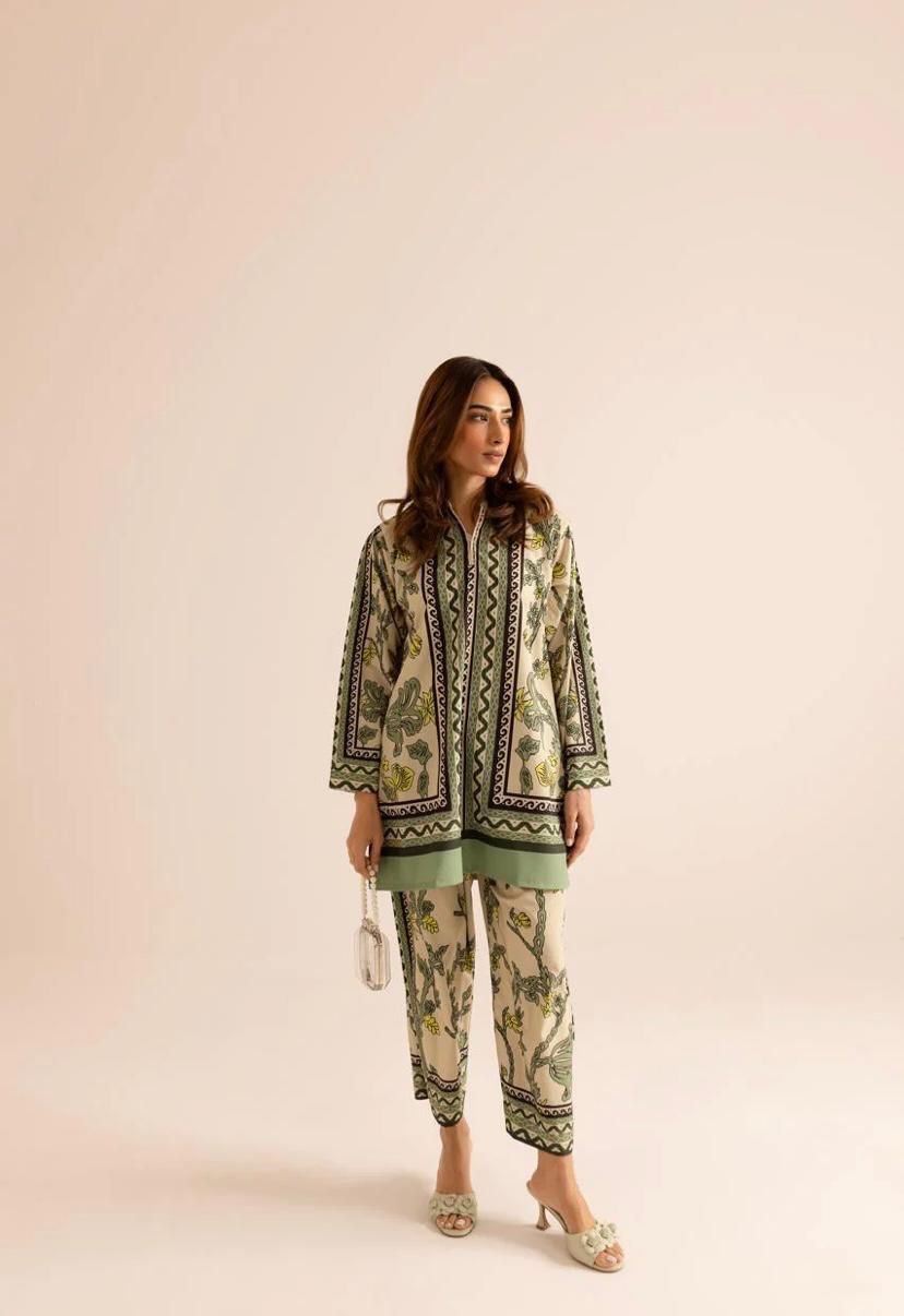 Green Botanical Printed 2-Piece Suit