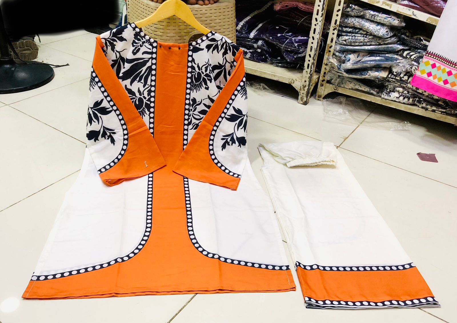 Rust & Ivory Contrast Printed 2-Piece Suit