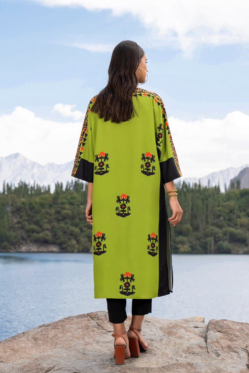 Lime Green Ethnic Printed Kurta