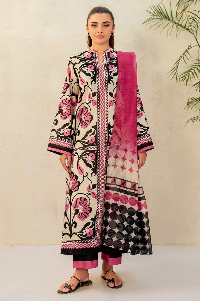 Pink & Black Long Printed 2-Piece