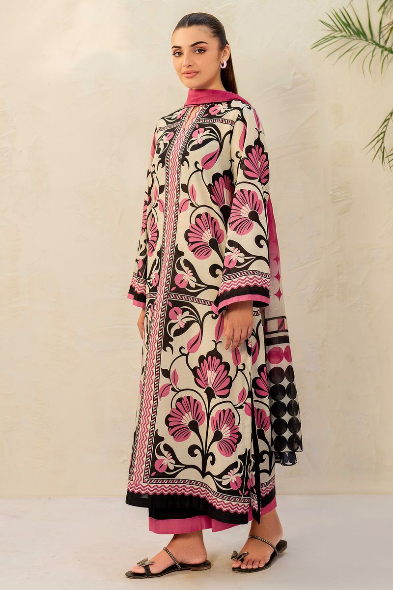 Pink & Black Long Printed 2-Piece