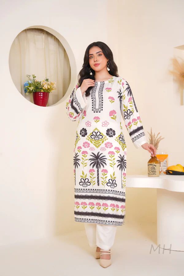 Ethnic White Colorful 2-Piece