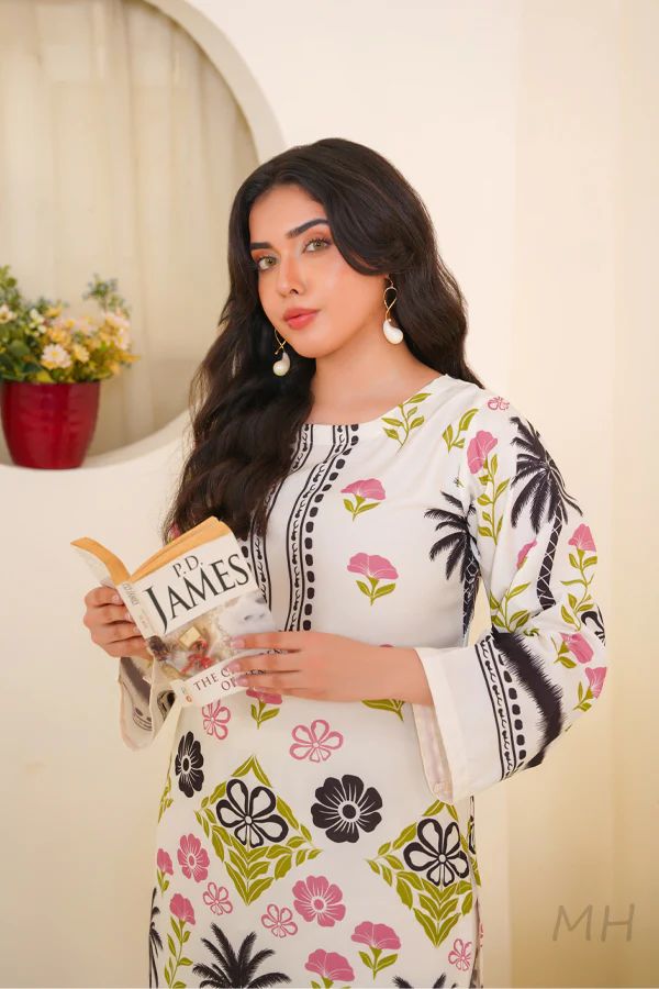 Ethnic White Colorful 2-Piece