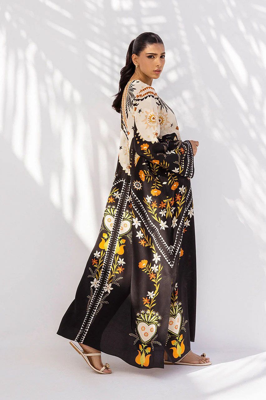 Black Floral Printed Long Dress