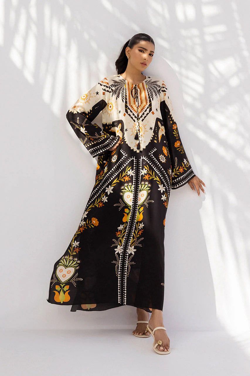 Black Floral Printed Long Dress
