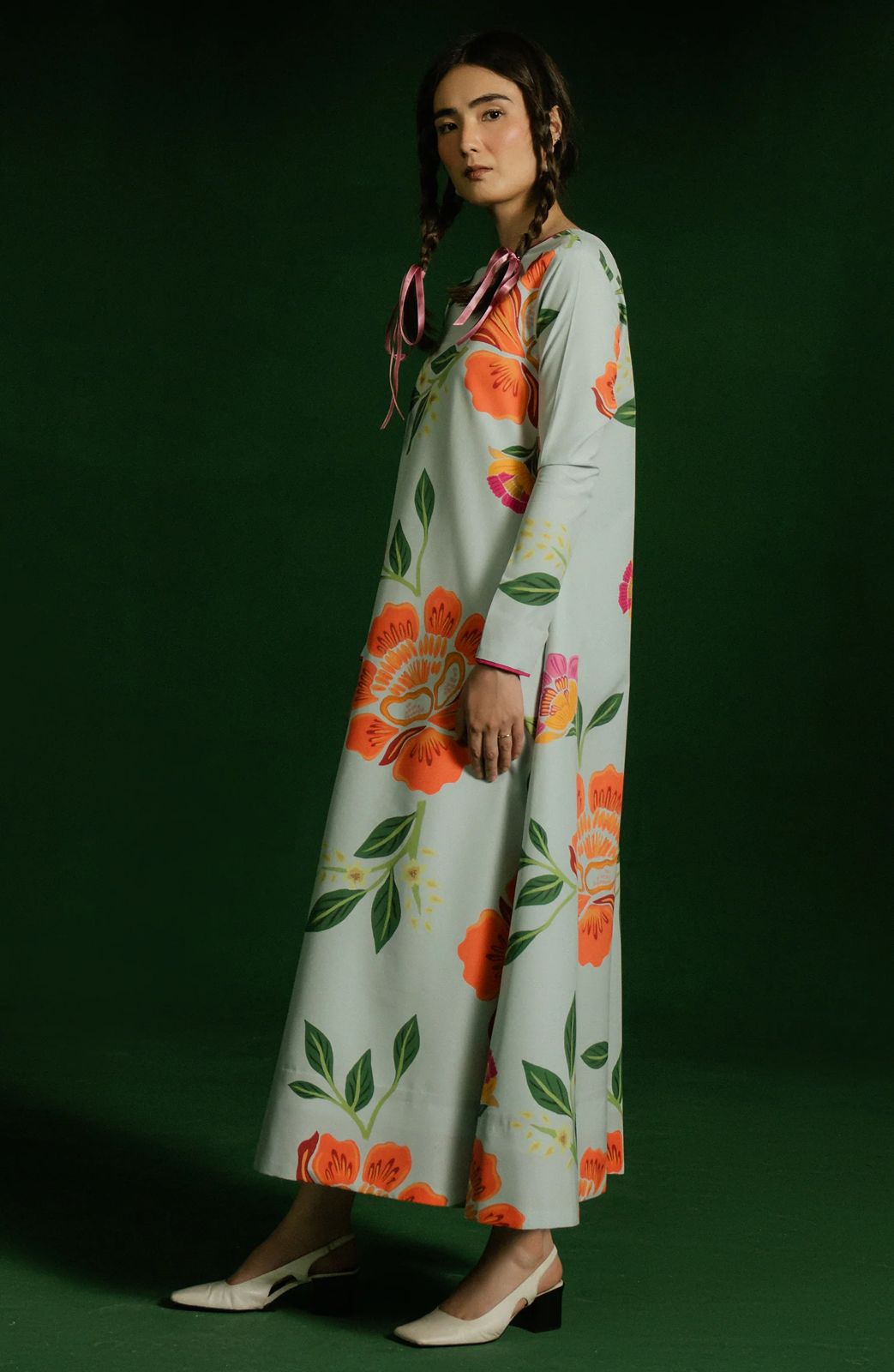 Mint Floral Long Dress