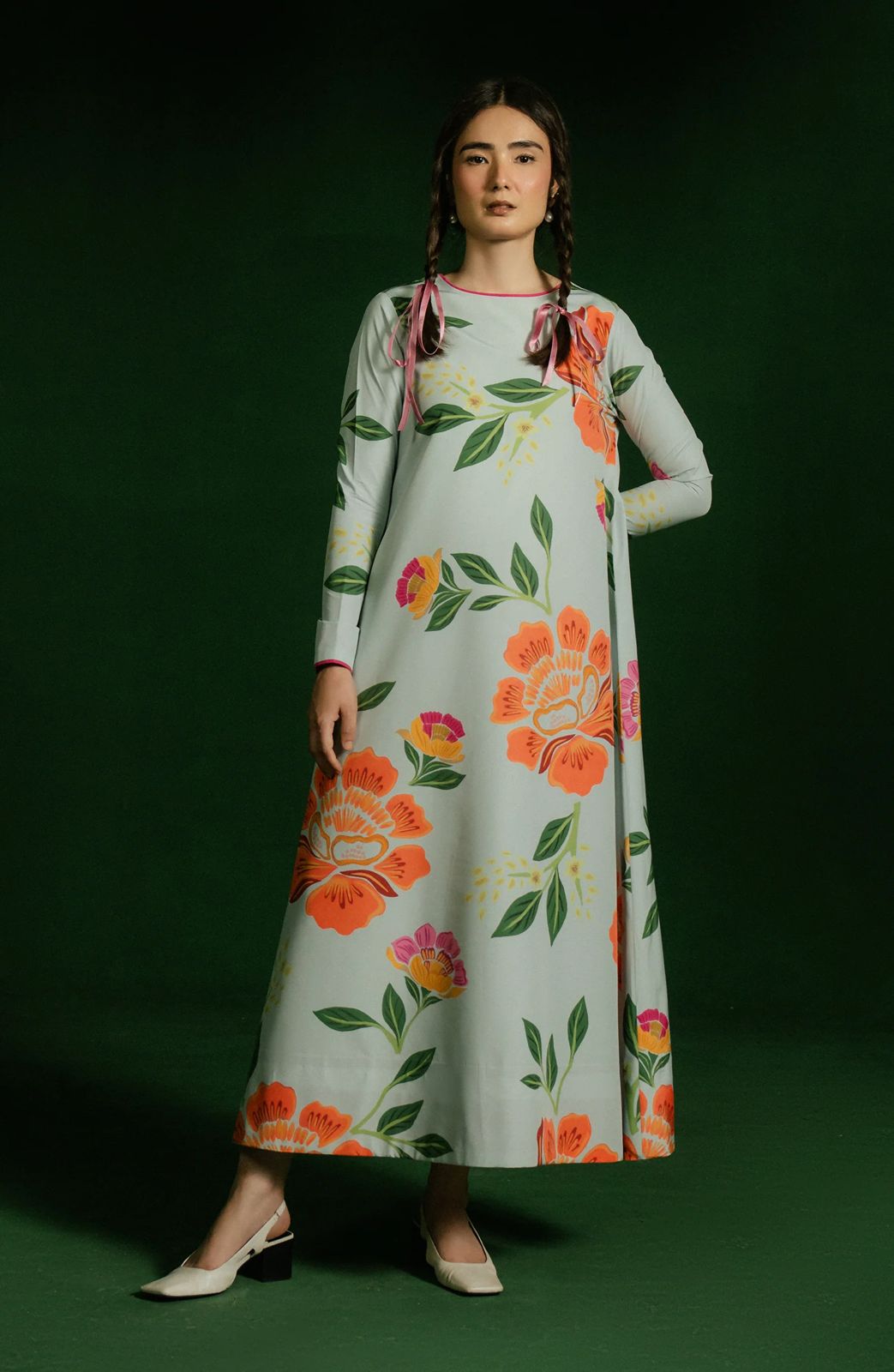 Mint Floral Long Dress